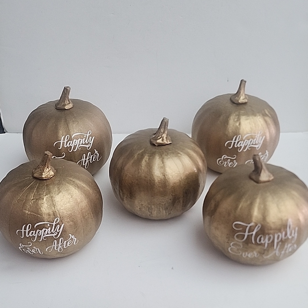 Cinderella Wedding Pumpkins Happily Ever After- Set of 5
